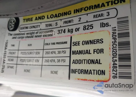 2013 Ford C-Max Energi Sel z USA, uszkodzony, nr VIN 1FADP5CU2DL548276